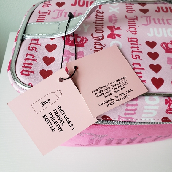 Juicy Couture Pink Heart Bows Makeup Cometics Bag Travel Bag - Picture 5 of 10